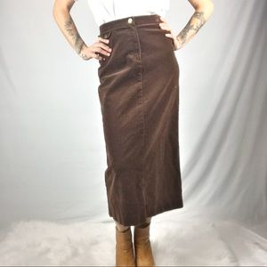 Ralph Lauren vintage brown corduroy high waisted long maxi pencil skirt size 4p